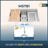 Chậu rửa chén 1 hố inox 304 kích thước 78cm – lắp âm hoặc dương