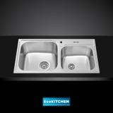 Chậu rửa chén 2 hố inox 304 kích thước 83cm EcoKitchen