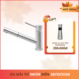 Vòi rửa chén nóng lạnh dây rút Inox 304