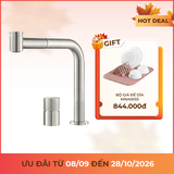 Vòi rửa chén nóng lạnh dây rút Inox 304