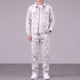 Bộ Đồ Áo Jacket Jean và Quần Jean Dirty White Chất