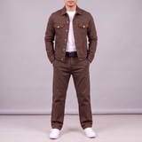 Bộ Đồ Áo Jacket Jean và Quần Jean màu Nâu Hiện Đại