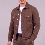 Bộ Đồ Áo Jacket Jean và Quần Jean màu Nâu Hiện Đại