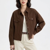Jacket Jean Nữ Trễ Vai màu Nâu Cafe