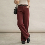 Quần Jean Nữ dáng suông màu đỏ Burgundy