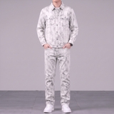 Bộ Đồ Áo Jacket Jean và Quần Jean Dirty White Chất