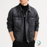 Jacket Jean Xám Khói Túi Hộp Chất, Bui Bặm