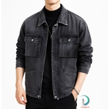 Jacket Jean Xám Khói Túi Hộp Chất, Bui Bặm
