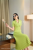 Outlet | Chân váy xòe xếp ly xanh cốm
