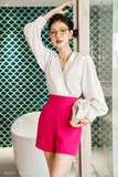 Outlet | (2 màu) Quần short cạp cao ống rộng Houndstooth