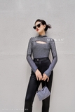 Outlet | Quần thun bó cạp cao đen trơn