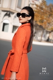 Outlet | Áo khoác măng tô dạ vạt chéo kèm belt - Orange