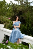 Outlet | (2 màu) Đầm xòe 2 dây trễ vai cách điệu Vintage