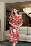 Outlet | Đầm suông đính hoa lệch vai tay lỡ