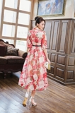Outlet | (2 màu) Đầm sơ mi tay lỡ họa tiết hoa