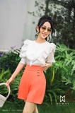 Outlet | (2 màu) Quần short cạp cao đính 3 cúc