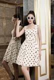 Outlet | Đầm xòe hai dây Polka Dots cá tính