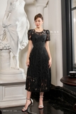 Outlet | Đầm xòe họa tiết ren xếp ly romantic fabric