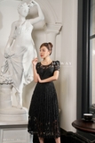 Outlet | Đầm xòe họa tiết ren xếp ly romantic fabric