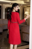 Outlet | Đầm dạ tweed dáng A phối viền tinh tế