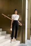 Outlet | Áo sơ mi cổ đức đính hoa
