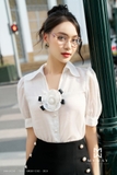Outlet | Áo sơ mi cổ đức đính hoa