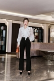 Outlet | Áo sơ mi tay bồng cổ đính nơ