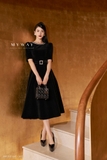 Outlet | (2 màu) Đầm xòe cổ tròn chất liệu nhung