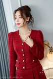 Outlet | Áo Vest dài tay cổ cách điệu chiết eo