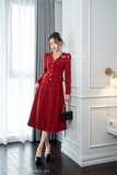 Outlet | Áo Vest dài tay cổ cách điệu chiết eo