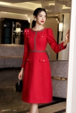 Outlet | Đầm dạ tweed dáng A phối viền tinh tế