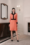 Outlet | (2 màu) Đầm xòe dạ tweed không tay cổ biến kiểu phối viền nhung