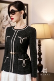 Outlet | Áo khoác dạ tweed ánh kim tuyến lấp lánh
