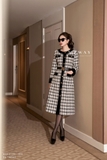 Outlet | Áo măng tô Dạ Tweed Dáng A Phối Viền Nhung