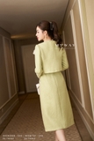 Outlet | Đầm dạ tweed xanh cốm đính hoa duyên dáng