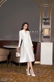 Outlet | ( 2 màu) Đầm tiệc cổ tim hoa nổi lệch vai