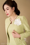 Outlet | Đầm dạ tweed xanh cốm đính hoa duyên dáng
