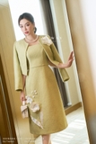 Outlet | Đầm dạ tweed xanh cốm đính hoa duyên dáng