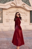 Outlet | Đầm xòe cổ lọ phối ren