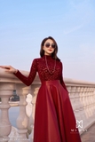 Outlet | Đầm xòe cổ lọ phối ren