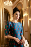 Outlet | (8 màu) Đầm xòe cổ thuyền thêu hoa nổi bật