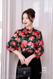Outlet | (2 màu) Áo kiểu cổ lọ họa tiết hoa