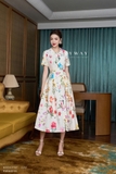 Outlet | Đầm sơ mi tay ngắn họa tiết hoa