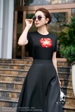 Outlet | Áo cotton thun cổ tròn đính hoa