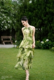 Outlet | Đầm maxi cổ yếm xếp tầng