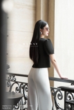Outlet | Áo kiểu ngắn tay đính hạt kim sa ánh bạc