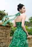 Outlet | (3 màu) Đầm Maxi Cổ Yếm Dây Đan Chéo