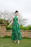 Outlet | (3 màu) Đầm Maxi Cổ Yếm Dây Đan Chéo