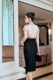 Outlet | (2 màu) Chân váy bút chì xẻ trước