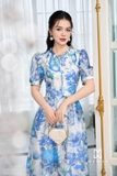 Outlet | Đầm xòe tay bồng họa tiết hoa
